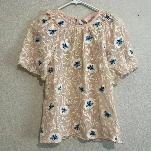 REBECCA TAYLOR Wo Trellis Floral Embroidered Top - Picture 3 of 6